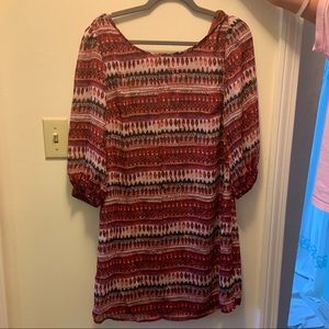 Pink and red midi dress